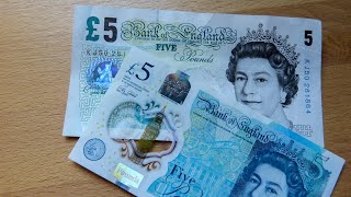 NEW and OLD 5 POUND banknote review [upl. by Shepherd]