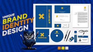 Creative Brand Identity Design in Illustrator  Stationery product design tutorial  The Graphic Owl [upl. by Thar]