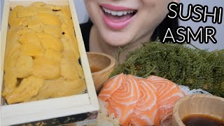 SUSHI ASMR Murasaki UNI Hokkaido Salmon SASHIMI with Popping SEA GRAPES NO Talking Eating Sounds [upl. by Hsinam374]