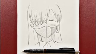 Easy anime drawing  how to draw Elizabeth wearing a Mask easy stepbystep [upl. by Cence]