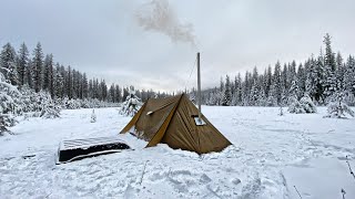 Snowy Winter Tent Camping Hot Tents And Cold Weather [upl. by Gresham]