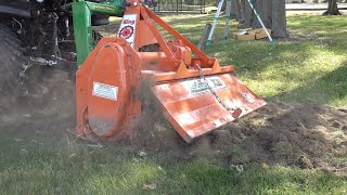 How to Dig a Swale Subcompact Tractor Tiller [upl. by Ahsiema]