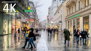 Winter Walk in the Center of Vienna Austria  4K HDR Dolby Vision  ASMR  Snow Rain Ambience [upl. by Naols]