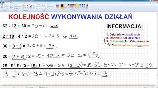 Kolejność wykonywania działań matematycznych Nawiasy Możenie Dzielenie Dodawanie Odejmowanie Szkoła [upl. by Allin]