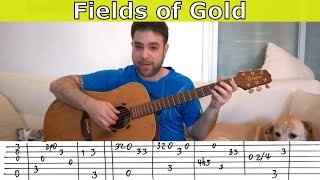 Fingerstyle Tutorial Fields of Gold  Guitar Lesson w TAB [upl. by Iona]