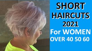 Beautiful SHORT Haircuts 2021 For Women OVER 40  50  60 [upl. by Ailla624]