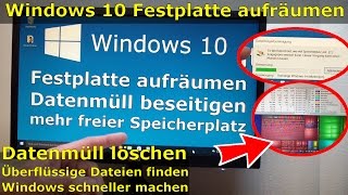 Windows 10 SSD  Festplatte aufräumen  säubern  Datenmüll beseitigen  Windows schneller machen [upl. by Nnylkoorb]