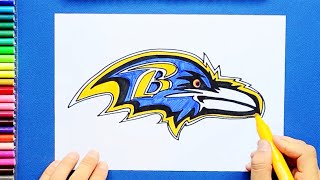 How to draw Baltimore Ravens Logo NFL Team [upl. by Nassi]