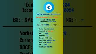 Gretex Corporate Services Ltd share latest news  ExDate 15 NOV 2024  stockmarket [upl. by Assiron]