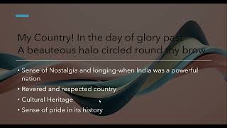 INDIAN ENGLISH LITERATURE POEM  To India My Native Land [upl. by Giliana517]