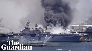 USS Bonhomme Richard fire US warship rocked by explosion in San Diego [upl. by Llyrpa242]