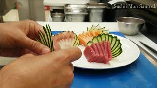 How to make fancy Sashimi platter II tuna sashimi cutting II sashimi salmon [upl. by Leotie899]