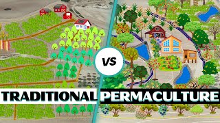 Traditional Farm Design vs Permaculture Design Whats the Difference [upl. by Solim]