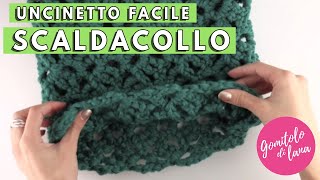 SCALDACOLLO ALLUNCINETTO FACILE con punto traforato spiegato lentamente crochet cowl [upl. by Boeschen]