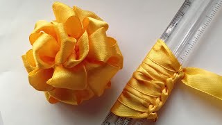 Super Easy Ribbon Flower making with Scale  Easy Sewing Hack  Hand Embroidery Flower [upl. by Padget497]