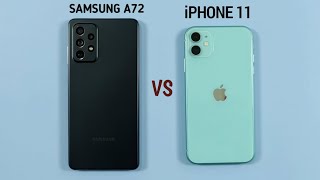 Samsung A72 vs iPhone 11 Speed test amp Camera Comparison [upl. by Annoyi504]