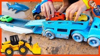 Car Toy Videos  Construction Trucks Make Road for Car Carrier  Monster Truck Tow Truck [upl. by Chansoo]