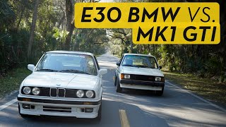 E30 BMW 318is vs Mk1 VW Rabbit GTI  Behind the Wheel [upl. by Narut389]