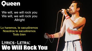 Queen  We Will Rock You Lyrics EnglishSpanish InglésEspañol [upl. by Allenrad317]