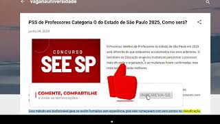 PSS de Professores Categoria O do Estado de São Paulo 2025 Como será [upl. by Wynne]