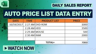 How to Create Dynamic Dropdown List With Auto Price List Data Entry in Excel VisboTutor [upl. by Richardo]