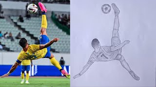 Ronaldo Bicycle Kick Drawing Tutorial for Beginners easy [upl. by Shinberg]