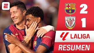 BARCELONA sacó difícil triunfo en Montjuic ante ATHLETIC con goles de Lewandowski y Yamal  La Liga [upl. by Lucita]