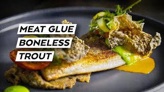 Using MEAT GLUE to make a BONELESS TROUT  How to use Transglutaminase [upl. by Ardnala514]