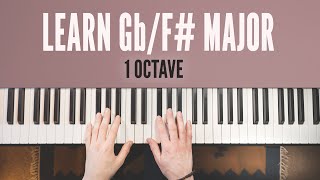 Gb or F Major Scale on piano  Right hand Left hand Both Hands together  1 Octave tutorial [upl. by Shirlie831]