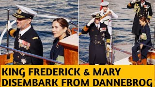 King Frederik and Queen Mary disembarked from the Dannebrog to mark end of sailing season royals [upl. by Arral]