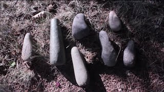 Indian stone tools artifacts ancient civilizations in America pestles grinding stones [upl. by Adnahsed]