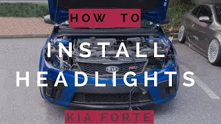 Kia Forte Koup Headlights Installation [upl. by Enyrehtac296]