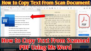 How to Copy Text From Scan Document  Copy Text From Scanned PDF Using Word [upl. by Kunz]