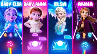 Baby Elsa And Anna VS Frozen Elsa And Anna  Tiles Hop And Dancing Road [upl. by Otilia]