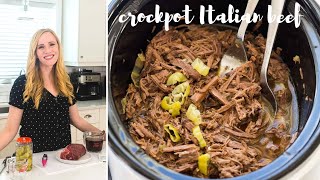 SIX Ingredient Crockpot Italian Beef  The Recipe Rebel [upl. by Suirtemed]