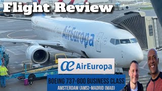 Air Europa Business Class  Amsterdam to Madrid  Flight Review [upl. by Aidnis]