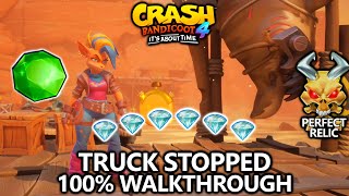 Crash Bandicoot 4  100 Walkthrough  Truck Stopped  All Gems Perfect Relic [upl. by Anaes]