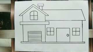 simple beautiful house easy drawing [upl. by Lagas]