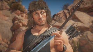 Mortal Kombat 11 Rambo Vs All Characters  All IntroInteraction Dialogues [upl. by Kcirrek]