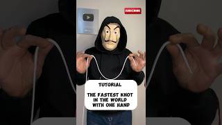 TUTORIAL THE FASTEST KNOT IN THE WORLD WITH ONE HAND magic tricks viral trending trend [upl. by Cestar]