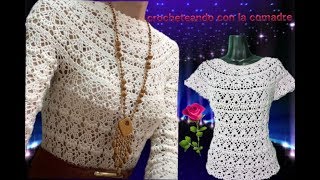 Tutorial blusa luna a crochet Facil y Rapido 2da Parte Crocheteando con la Comadre [upl. by Sorel]