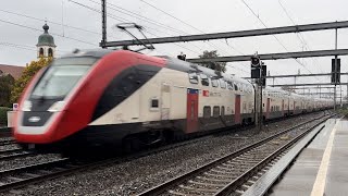 Durchfahrt des SBB FV Dosto beim Bahnhof Rupperswil [upl. by Yrennalf569]