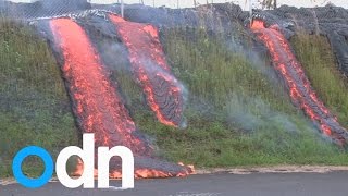 Incredible footage shows lava flow sweeping across Hawaiis Big Island [upl. by Bay89]