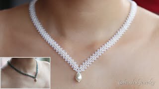 Beautiful and delicate necklace Easy to make beaded jewelry for beginners [upl. by Bergstein610]