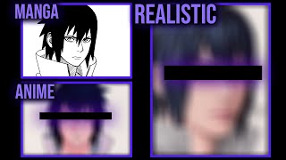 Drawing UCHIHA SASUKE in 3 Styles Manga Anime and Realistic [upl. by Ecylahs388]