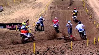 Hangtown 450 Moto 1 Nicoletti and Short Crash [upl. by Aribold]