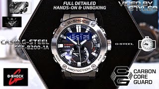 Casio GSteel GSTB2001AER ⌚ Solar amp Bluetooth  Handson  Fusing CarbonMetal [upl. by Enotna]