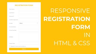 Responsive Registration Form In HTML and CSS  Sign Up form Design [upl. by Annhej]