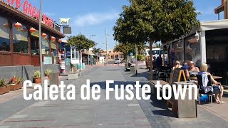 Walk around Caleta de Fuste town center main streets Fuerteventura shops bars restaurants [upl. by Padegs]