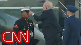 Trump stops to retrieve Marines hat [upl. by Dyann983]